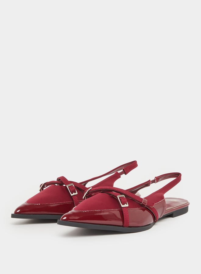 Styli Burgundy Pointed-Toe Slingback Flats - Image 2